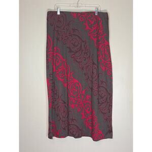 Vintage ECI New York Whimsigoth Floral Maxi Skirt XL Black Red 90s Grunge
